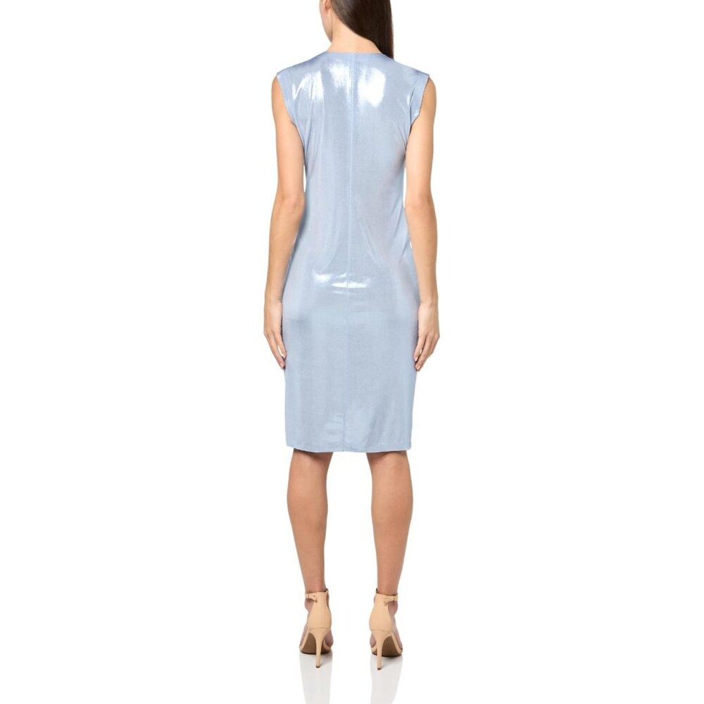 Norma Kamali Ruched Shirred Dress Misty Blue ( M/38 ) - Picture 2 of 6